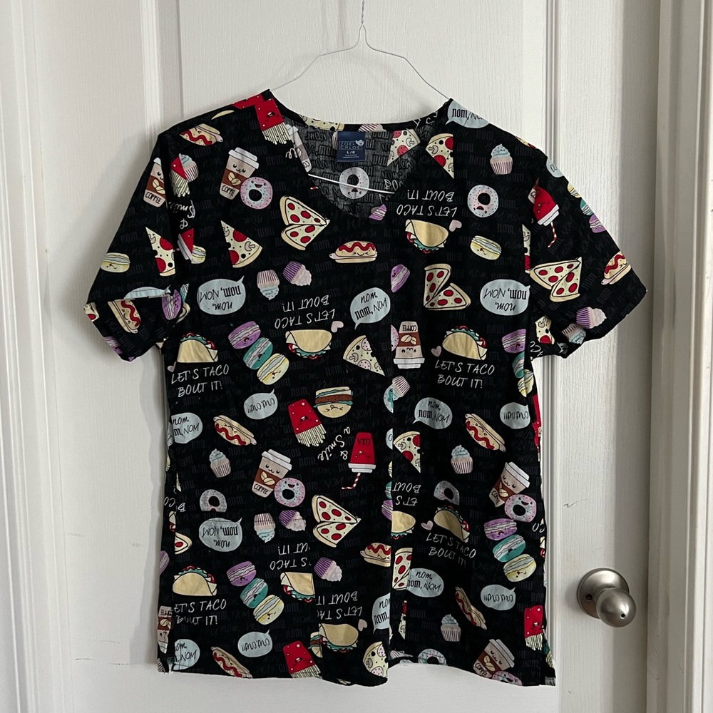 Zoe and Chloe Women’s Junk Food Scrub Top
